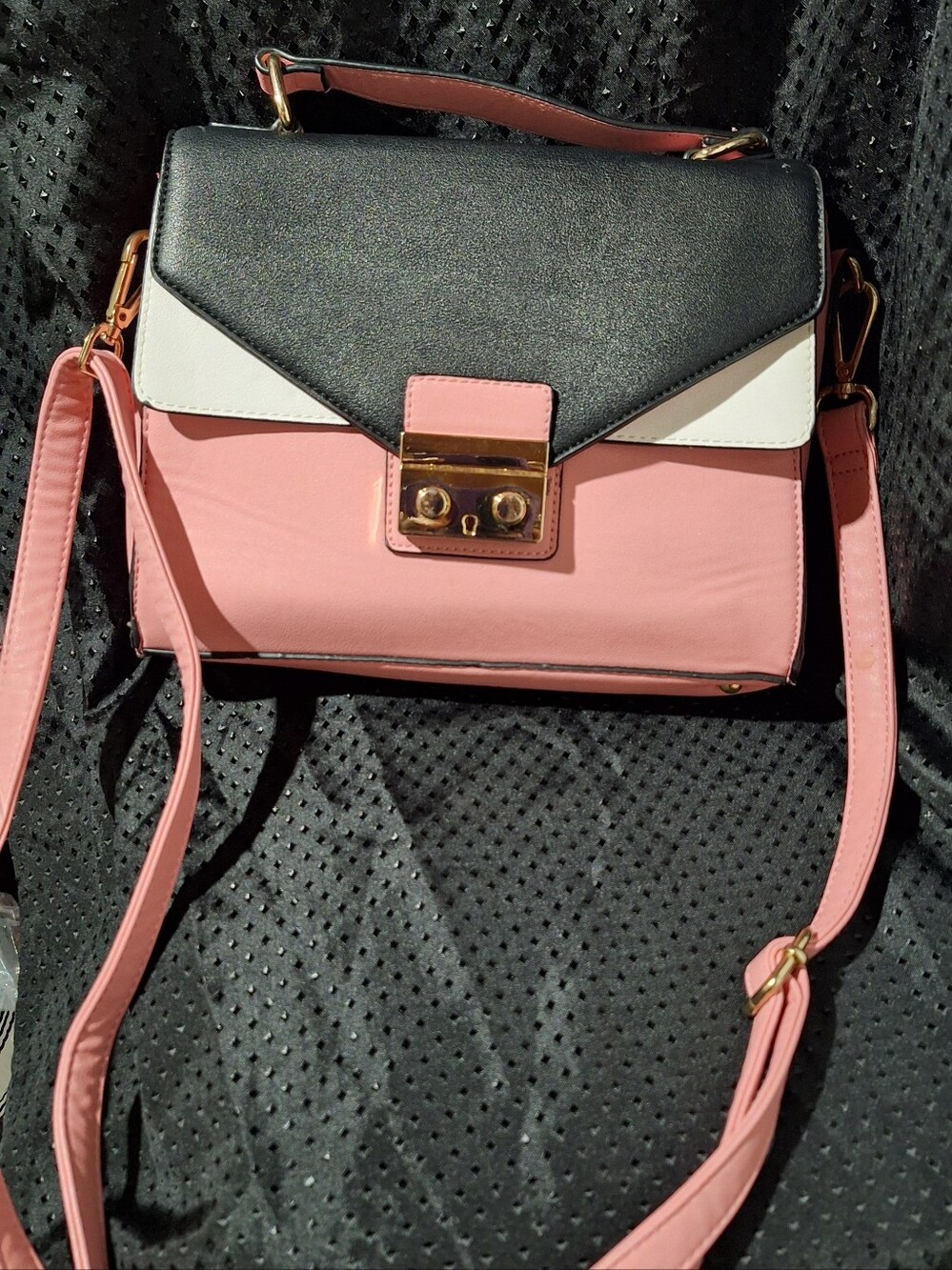 Colorblock Pink Top-Handle Crossbody Bag